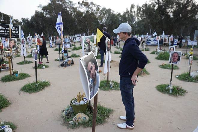 ELNET trip participants visit the site of the Nova music festival in southern Israel, where on Oct. 7, Hamas terrorists infiltrated the Gaza border and killed hundreds of young people, February 2024. Credit: Courtesy.