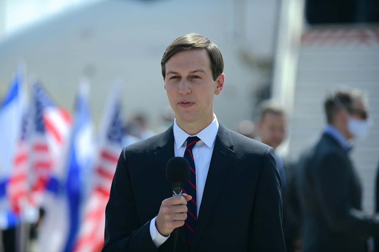 Senior adviser to the U.S. president Jared Kushner at Ben-Gurion Airport, ahead of his departure with a U.S.-Israeli delegation to Abu Dhabi, Aug. 31, 2020. Photo by Tomer Neuberg/Flash90.