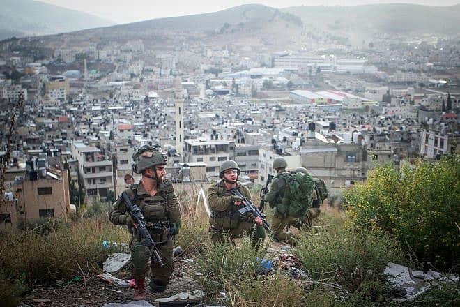 Israeli soldiers during a counter-terror raid in Balata, outside Nablus in central Samaria, Nov. 19, 2023. Photo by Nasser Ishtayeh/Flash90.