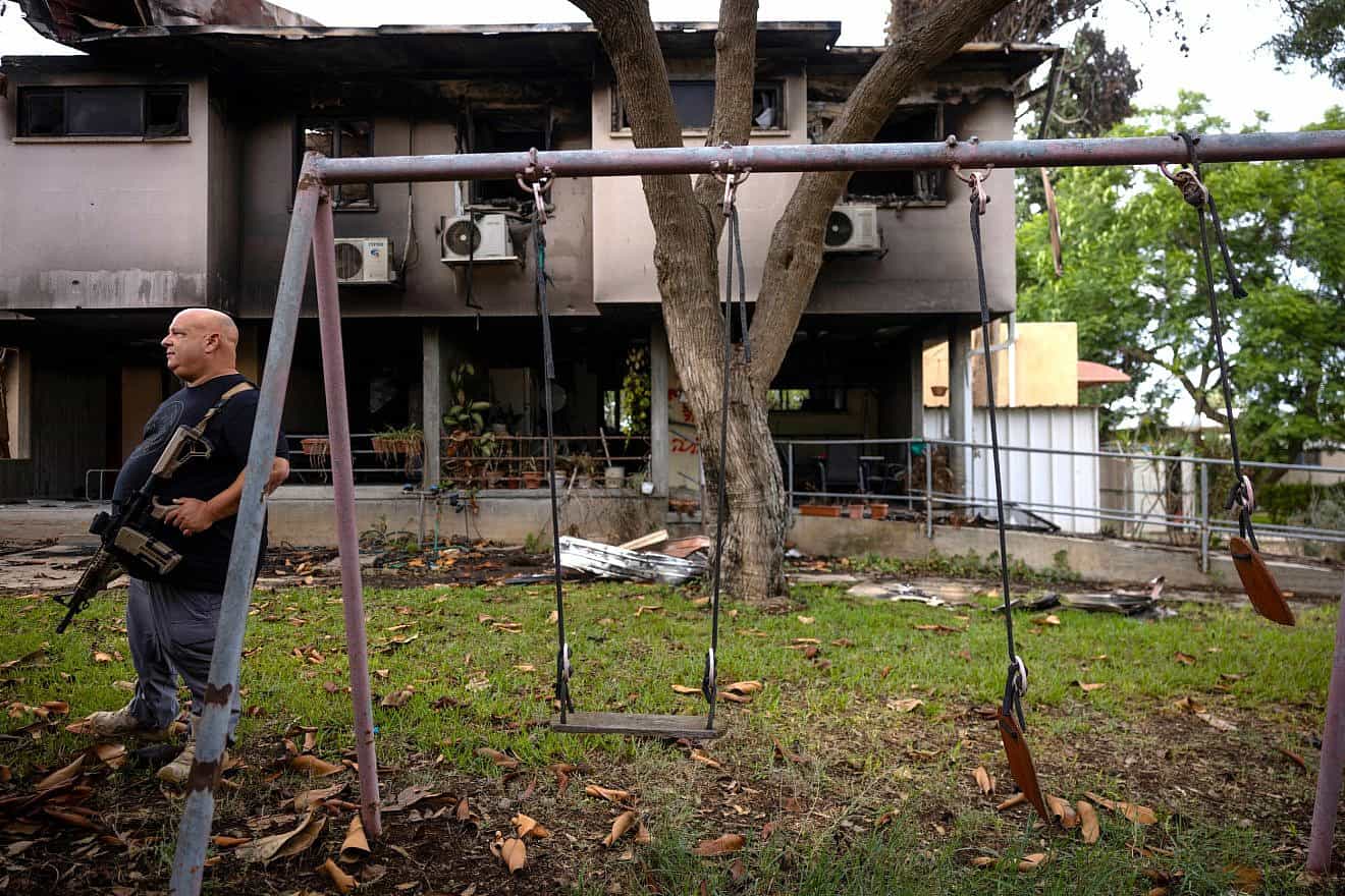 The destruction caused by Hamas terrorists in Kibbutz Kissufim on Oct. 7, 2023. Credit: Chaim Goldberg/Flash90.