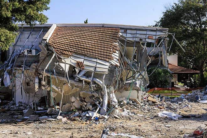 Destruction at Kibbutz B'eri in southern Israel.  Dec. 19, 2023. Photo by Moshe Shai/Flash90.