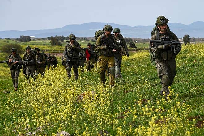 Israeli reserve soldiers train with their unit in urban warfare in northern Golan Heights, on March 27, 2024. Photo by Michael Giladi/ Flash90.