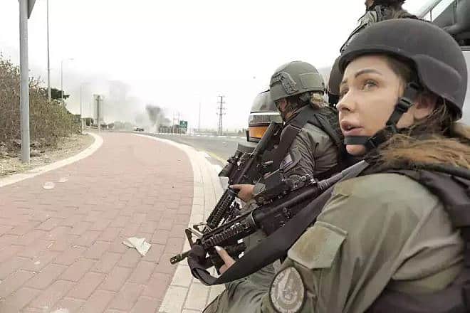 Female Border Police officers in combat in the Gaza Strip, 2023. Credit: Border Police spokesperson.