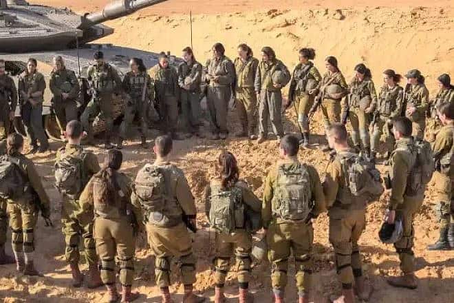 IDF Chief of Staff Lt. Gen. Herzi Halevi speaks with female tank commanders, Nov. 28, 2023. Credit: IDF Spokesperson's Unit.