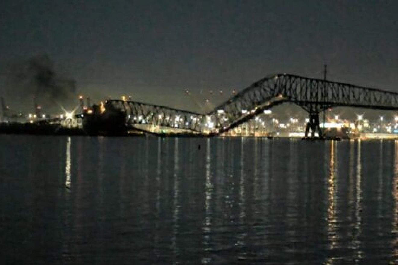 The Francis Scott Key Bridge in Baltimore collapsed after a container ship ran into it at 1:30 a.m. on March 26, 2024. Credit: WTOP News/Fair Use.