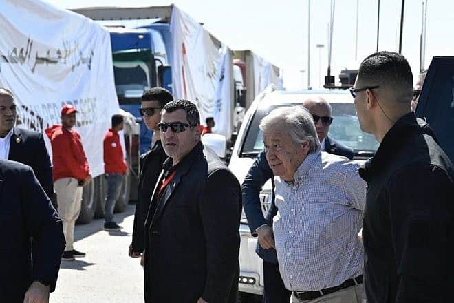 U.N. Secretary-General António Guterres at the Egyptian side of the Rafah crossing with Gaza, March 23, 2024. Source: X/United Nations.