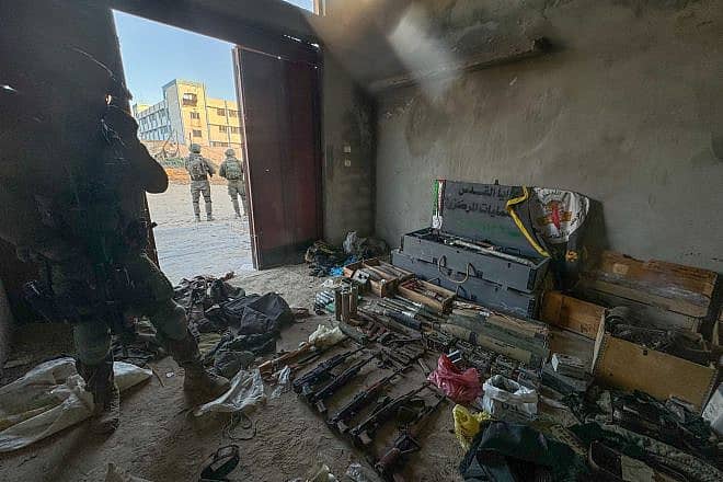 A weapons cache discovered by the Israel Defense Forces in Khan Yunis in the southern Gaza Strip, March 2024. Credit: IDF Spokesperson’s Unit.