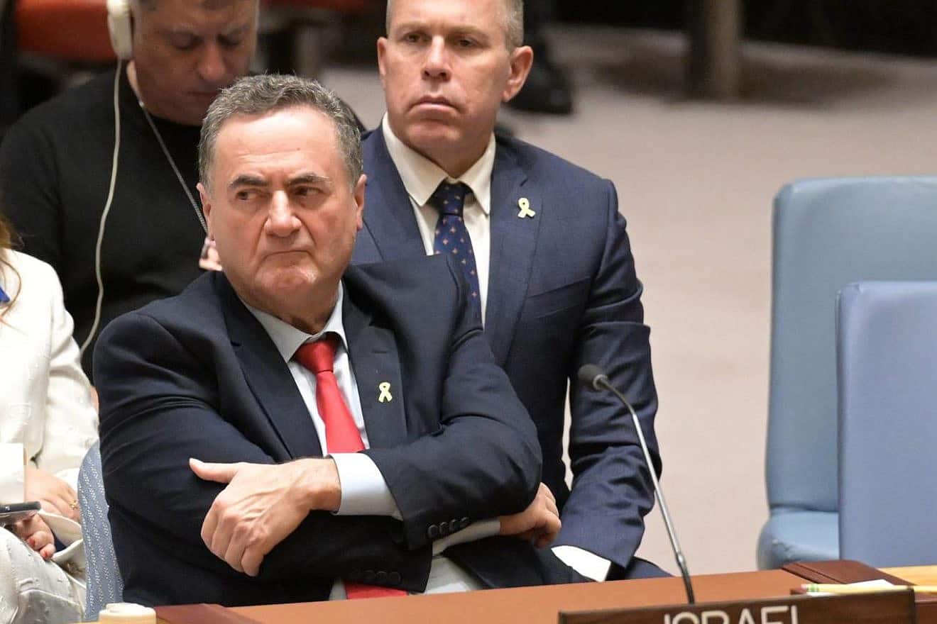 Israeli Foreign Minister Israel Katz shortly before his speech at the U.N. Security Council, March 11, 2024. Photo by Shlomi Amsalem/MFA.