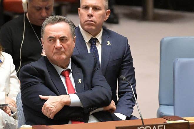 Israeli Foreign Minister Israel Katz shortly before his speech at the U.N. Security Council, March 11, 2024. Photo by Shlomi Amsalem/MFA.