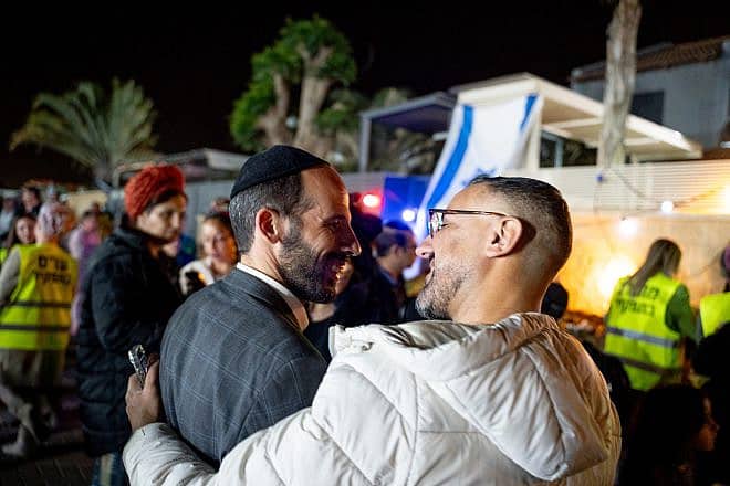 Hundreds of people in the post-Oct. 7 battered Israeli city of Ofakim attended a ceremony honoring community members who fought terrorists and local volunteers who are part of JDC’s new initiative building community resilience, healing and recovery in frontlines cities, Jan. 22, 2024. Photo by Hanani Horovitz.