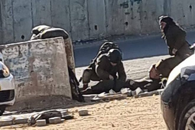 The scene of a stabbing attack at the Yitzhar Junction, south of Nablus in Samaria, March 5, 2024. Source: Screenshot.