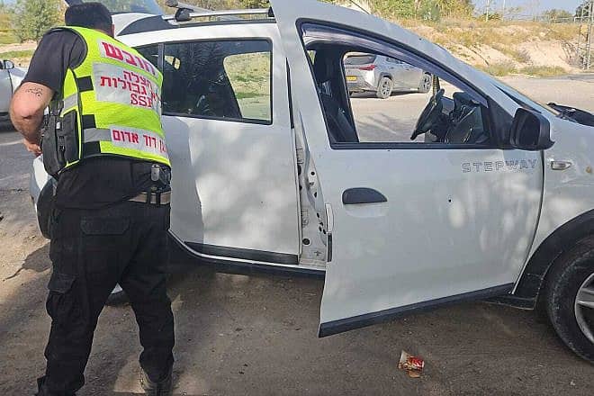 Three Israelis were wounded in a Palestinian terror shooting along Route 90 in the Jordan Valley, March 28, 2024. Credit: Rescuers Without Borders.