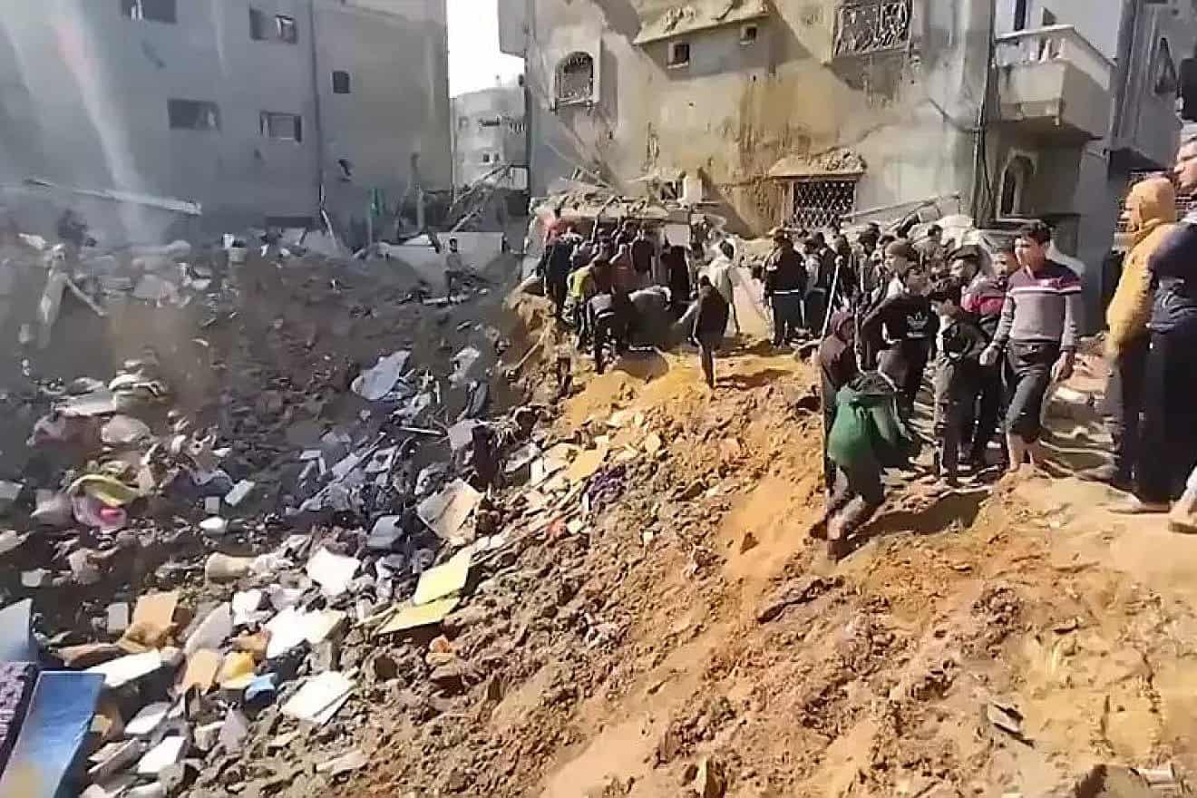 The site of the Israeli strike that targeted Hamas No. 3 Marwan Issa. Screenshot: Arab social media.