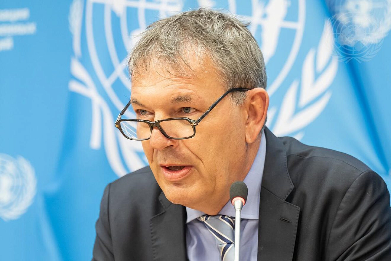 Philippe Lazzarini, commissioner-general of the United Nations Relief and Works Agency (UNRWA), briefs reporters at U.N. headquarters in New York, March 4, 2024. Photo by Mark Garten/U.N. Photo.
