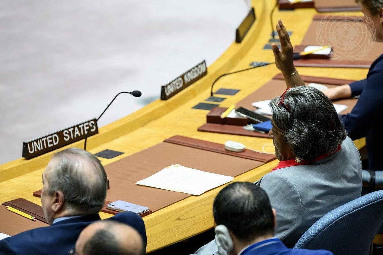 Washington abstains during the U.N. Security Council adoption of Resolution 2728 (2024) 14-0, demanding an immediate ceasefire during Ramadan and immediate release of hostages, March 25, 2024. Credit: Loey Felipe/U.N. Photo.