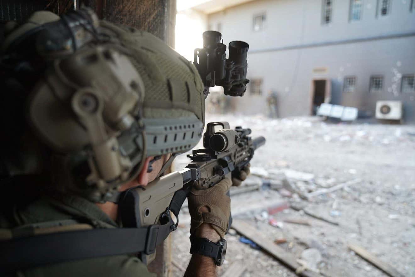 An Israel soldier during a counterterror operation at Shifa Hospital in Gaza City, March 30, 2024. Credit: IDF.
