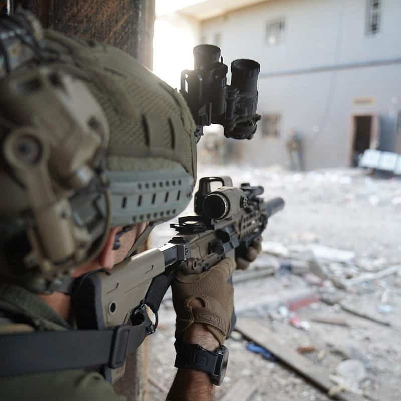 An Israel soldier during a counterterror operation at Shifa Hospital in Gaza City, March 30, 2024. Credit: IDF.