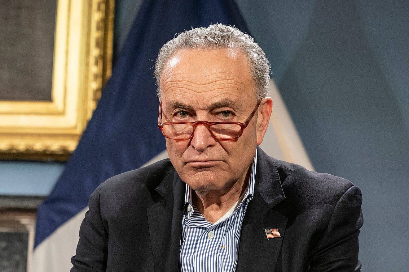 Senate Majority Leader Chuck Schumer (D-N.Y.) attends a media briefing in New York CIty, March 14, 2020. Credit: Lev Radin/Shutterstock.