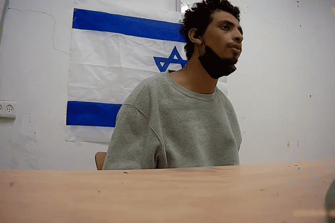 Palestinian Islamic Jihad terrorist Manar Mahmoud Muhammad Kasem speaks to IDF interrogators, March 28, 2024. Source: Screenshot.