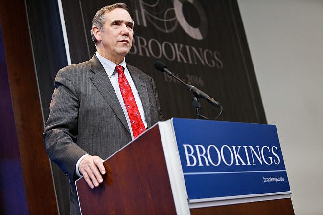 Sen. Jeff Merkley (D-Ore.) speaks as part of a panel on financial technology at the Brookings Institution's Center on Regulation and Markets on Feb. 8, 2017. Credit: Paul Morigi/Brookings Institution.