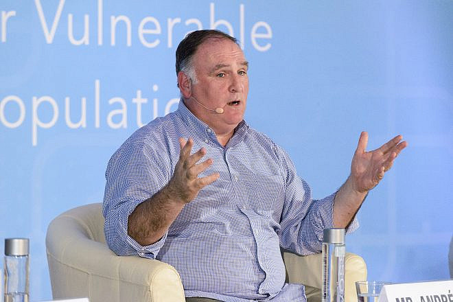 José Andrés, founder of the nonprofit World Central Kitchen, speaks at the April 12, 2019 World Bank/IMF spring meetings. Credit: Josh Cogan/World Bank.