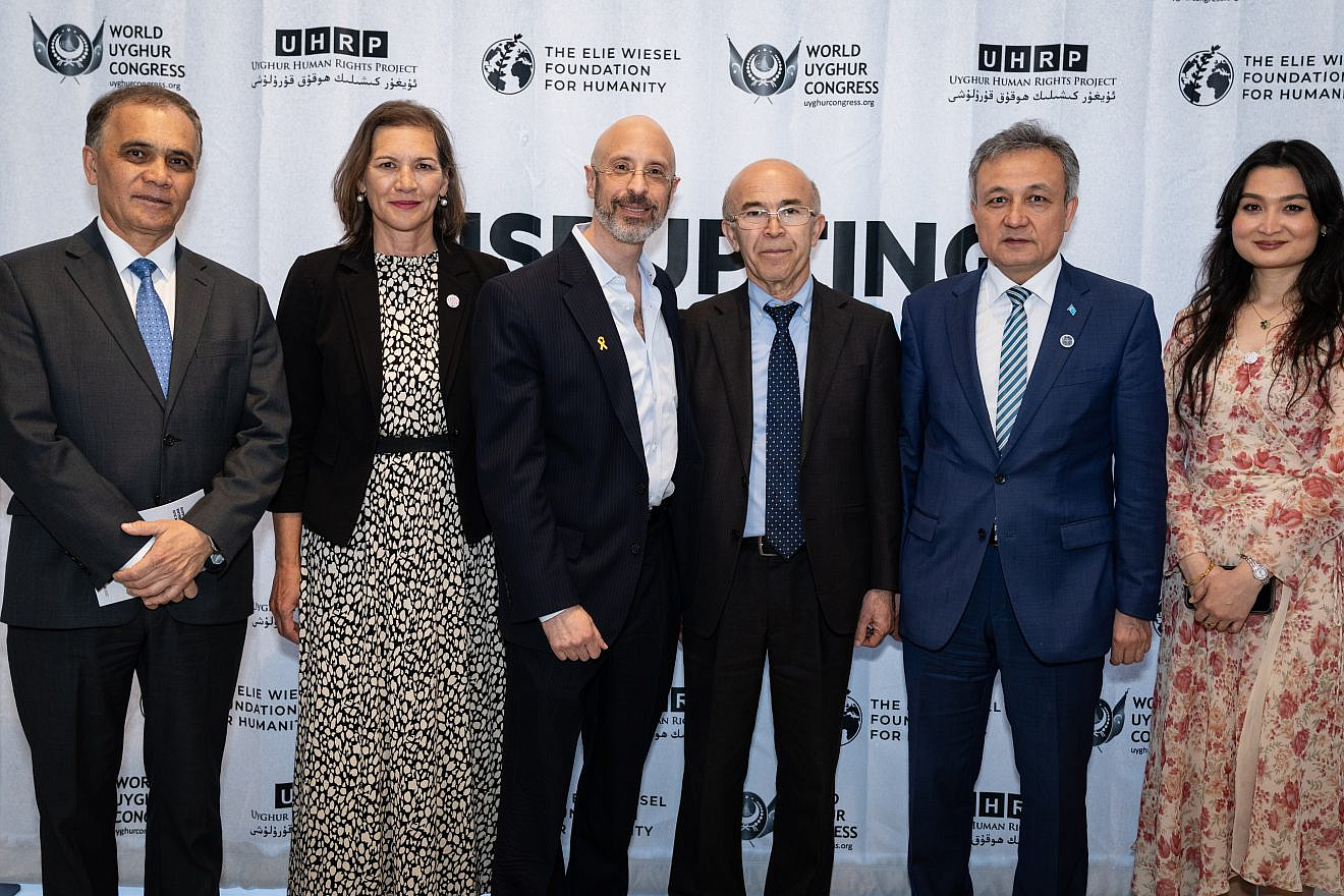 Elisha Wiesel (third from left) and colleagues the April 17-18, 2024 event "Disrupting Uyghur Genocide" at the 92nd Street Y in Manhattan. Credit: Courtesy of the Elie Wiesel Foundation for Humanity.