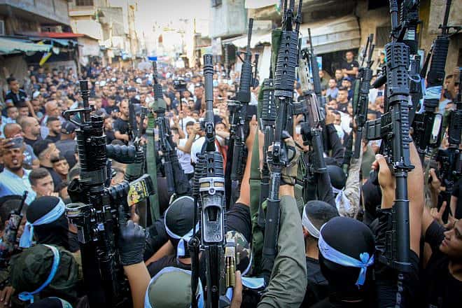 Palestinian terrorists during a parade in the Balata camp in the Samaria city of Nablus, Sept. 29, 2023. Photo by Nasser Ishtayeh/Flash90.