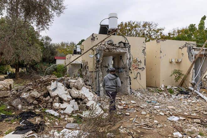 The aftermath of Hamas's Oct. 7 invasion in Kibbutz Nirim, near the Israel-Gaza border southern Israel, Jan. 21, 2024. Photo by Yossi Aloni/Flash90.