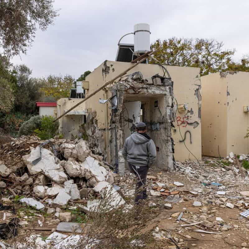 The aftermath of Hamas's Oct. 7 invasion in Kibbutz Nirim, near the Israel-Gaza border southern Israel, Jan. 21, 2024. Photo by Yossi Aloni/Flash90.
