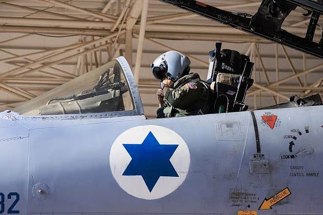 An Israeli Air Force F-15 fighter jet at the Tel Nof Base, near Rehovot, Jan. 1, 2024. Photo by Moshe Shai/Flash90.