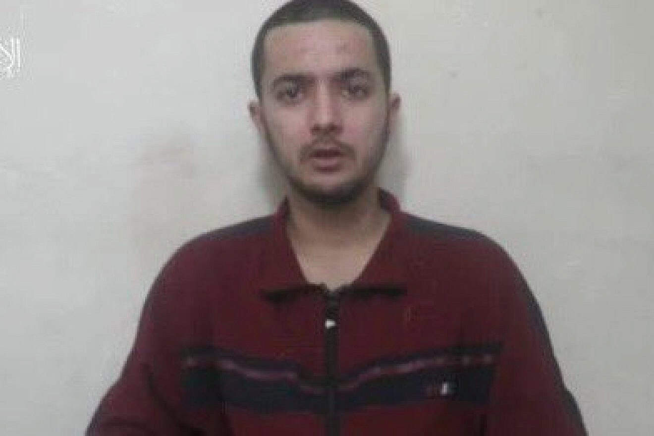 Israeli-American hostage Hersh Goldberg-Polin, 23, who has been held captive in the Gaza Strip since the Hamas terrorist attacks in southern Israel on Oct. 7, in a propaganda video released by the terror organization on April 24, 2024. Source: Screenshot/X.