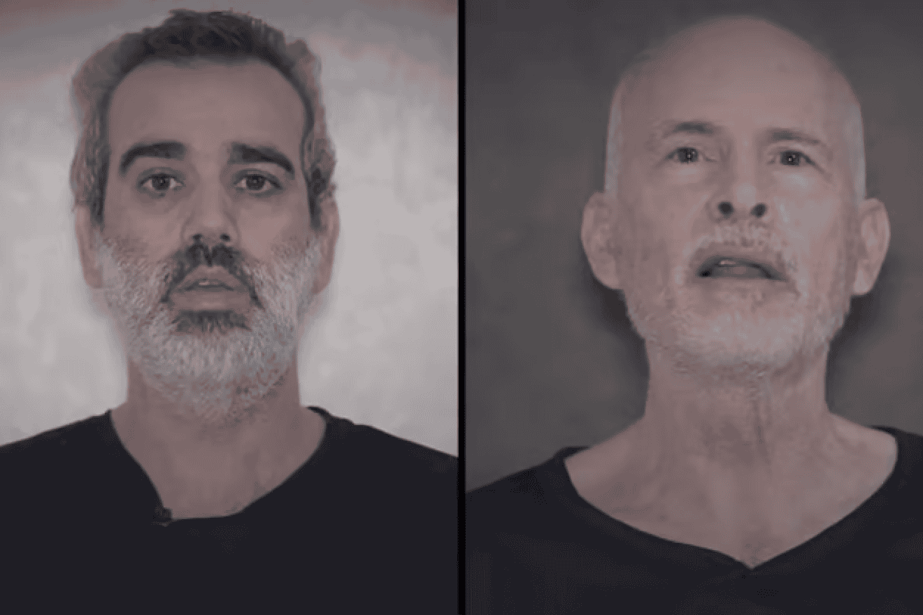 Israeli hostages Omri Miran, 46, and Keith Siegel, 64, who is also a U.S. citizen, are seen in an undated Hamas propaganda video published on April 27, 2024. Source: Screenshots/X.