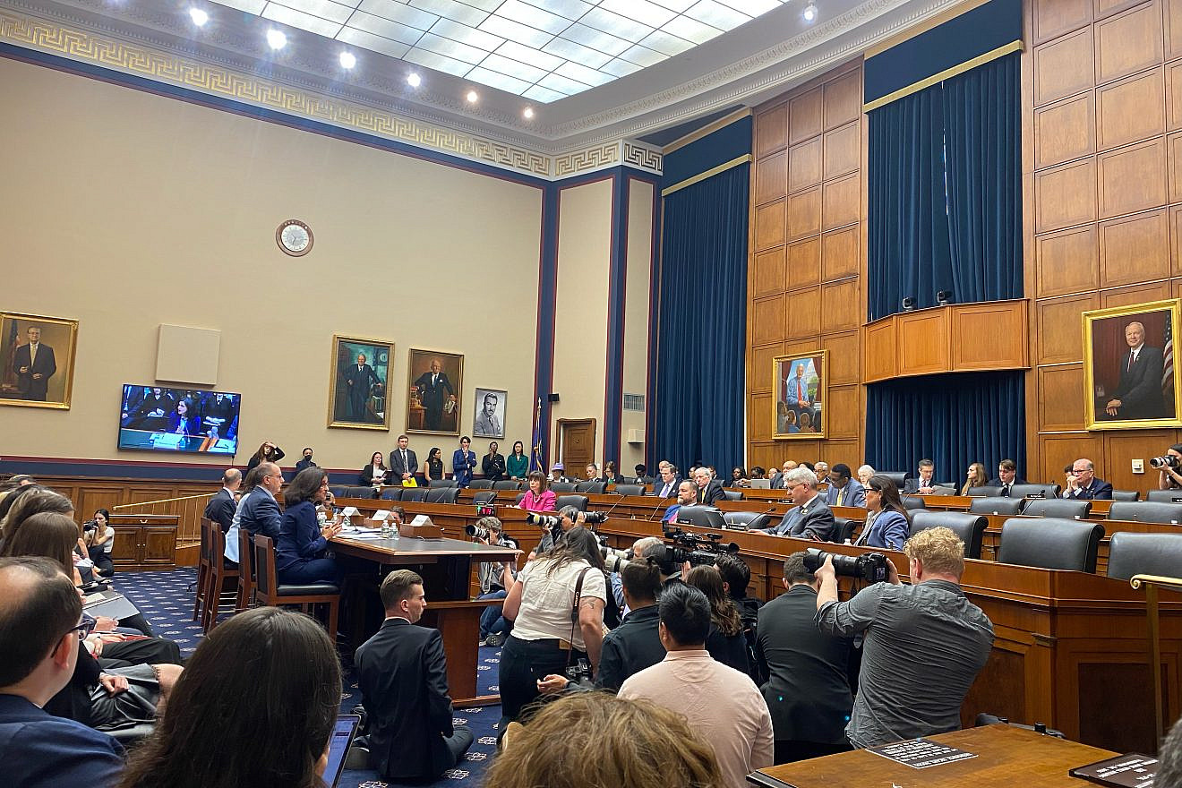 The House Committee on Education and the Workforce held a hearing with Columbia University leaders, including its president and board co-chairs, about antisemitism on campus on April 17, 2024. Photo by Andrew Bernard.