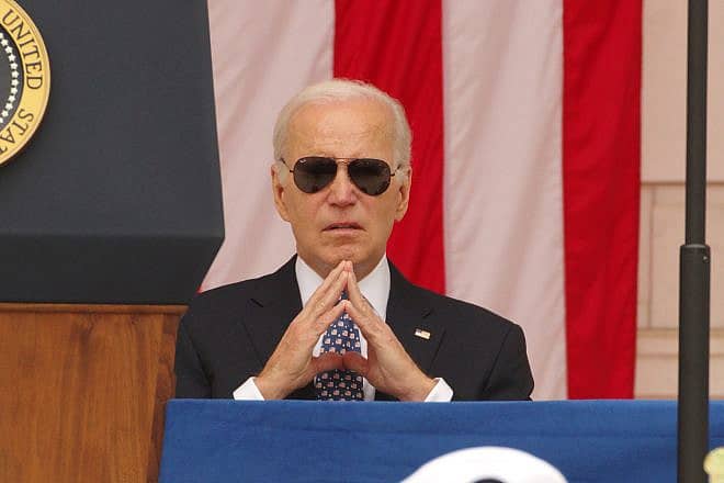 U.S. President Joe Biden giving a Memorial Day address at Arlington National Cemetery in Virginia, May 29, 2023. Credit: Philip Yabut/Shutterstock.