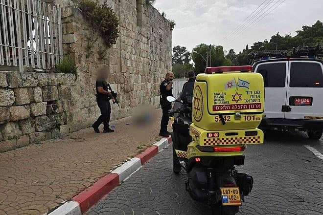 A woman was seriously wounded in a terror stabbing in Ramle in central Israel, April 26, 2024. Credit: Magen David Adom.