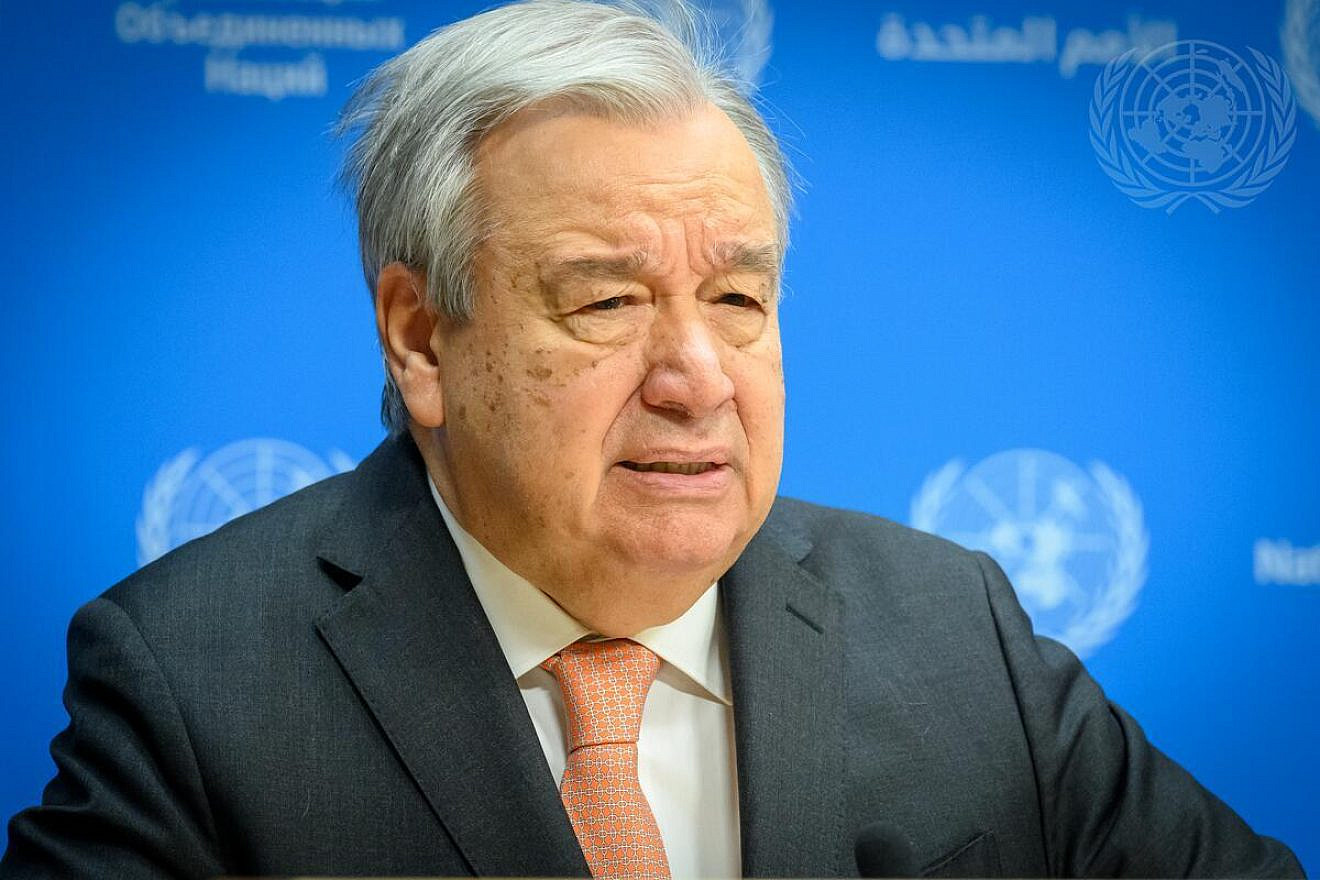 U.N. Secretary-General António Guterres briefs reporters on the situation in Gaza on Jan. 15, 2024. Credit: Loey Felipe/U.N. Photo.