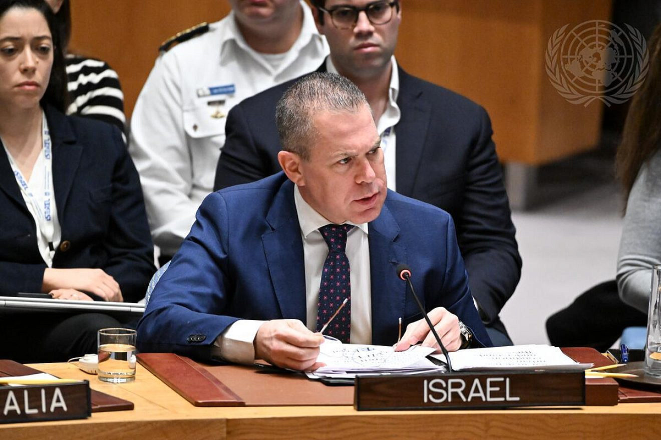 Gilad Erdan, Israeli ambassador to the United Nations, addresses the Security Council meeting on the situation in the Middle East, including the Palestinian question, on April 5, 2024. Credit: Evan Schneider/U.N. Photo.