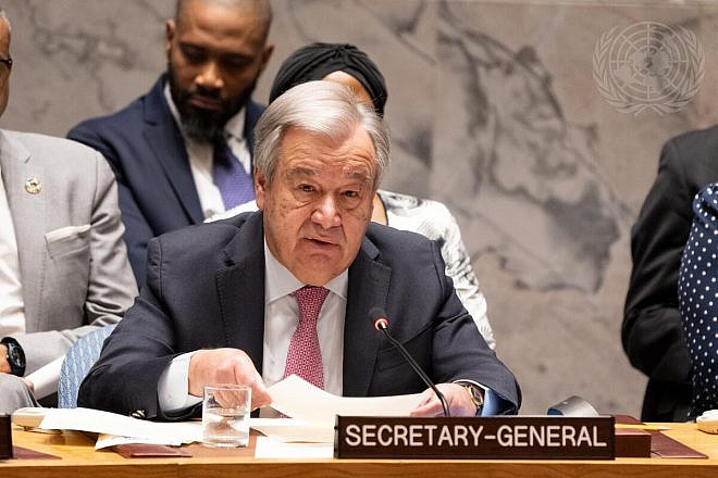 Secretary-General António Guterres addresses the U.N. Security Council meeting on the situation in the Middle East on April 14, 2024. Credit: Eskinder Debebe/U.N. Photo.