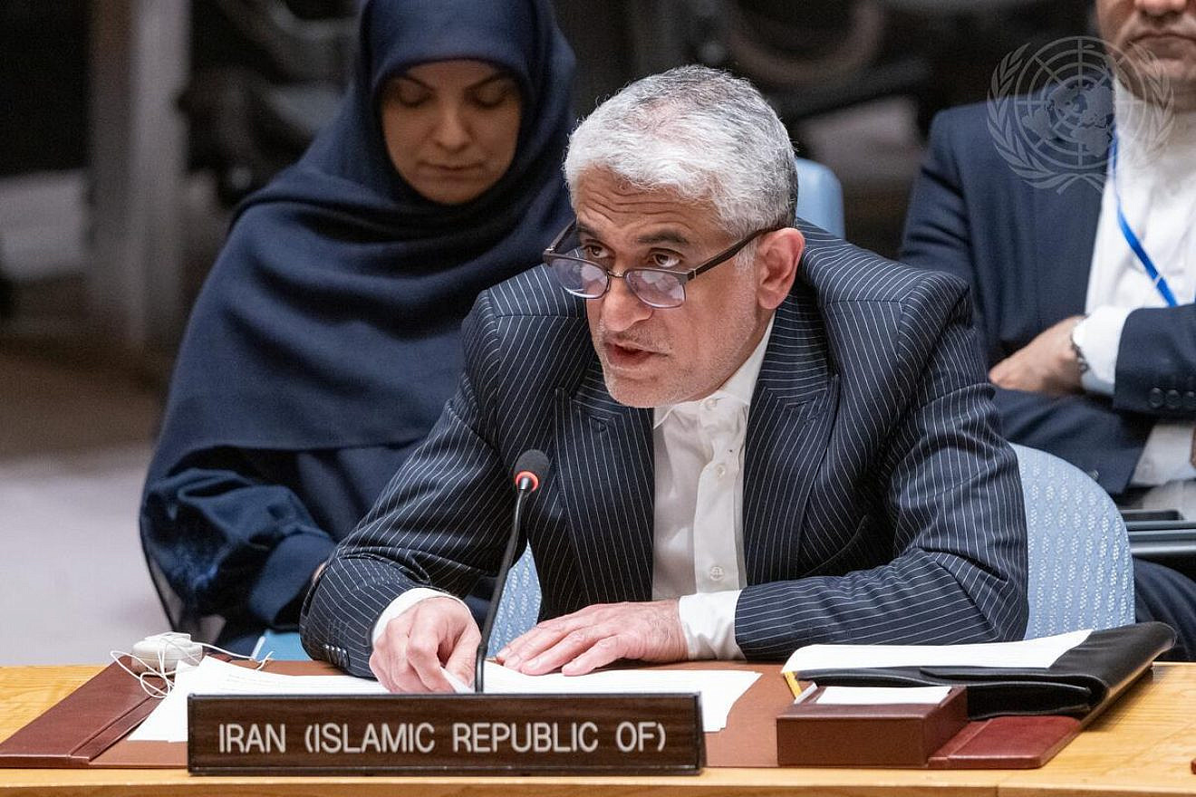 Amir Saeid Iravani, Iranian ambassador to the United Nations, addresses the Security Council meeting on the situation in the Middle East, April 14, 2024. Credit: Eskinder Debebe/U.N. Photo.