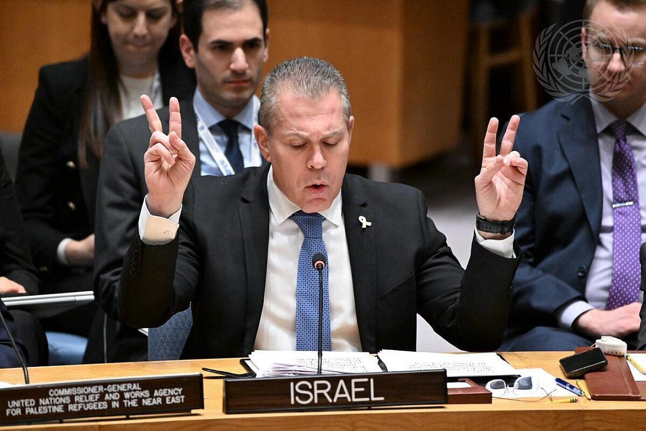 Gilad Erdan, Israeli Ambassador to the United Nations, addresses the U.N. Security Council meeting on the situation in the Middle East, April 17, 2024. Credit: Evan Schneider/U.N. Photo.