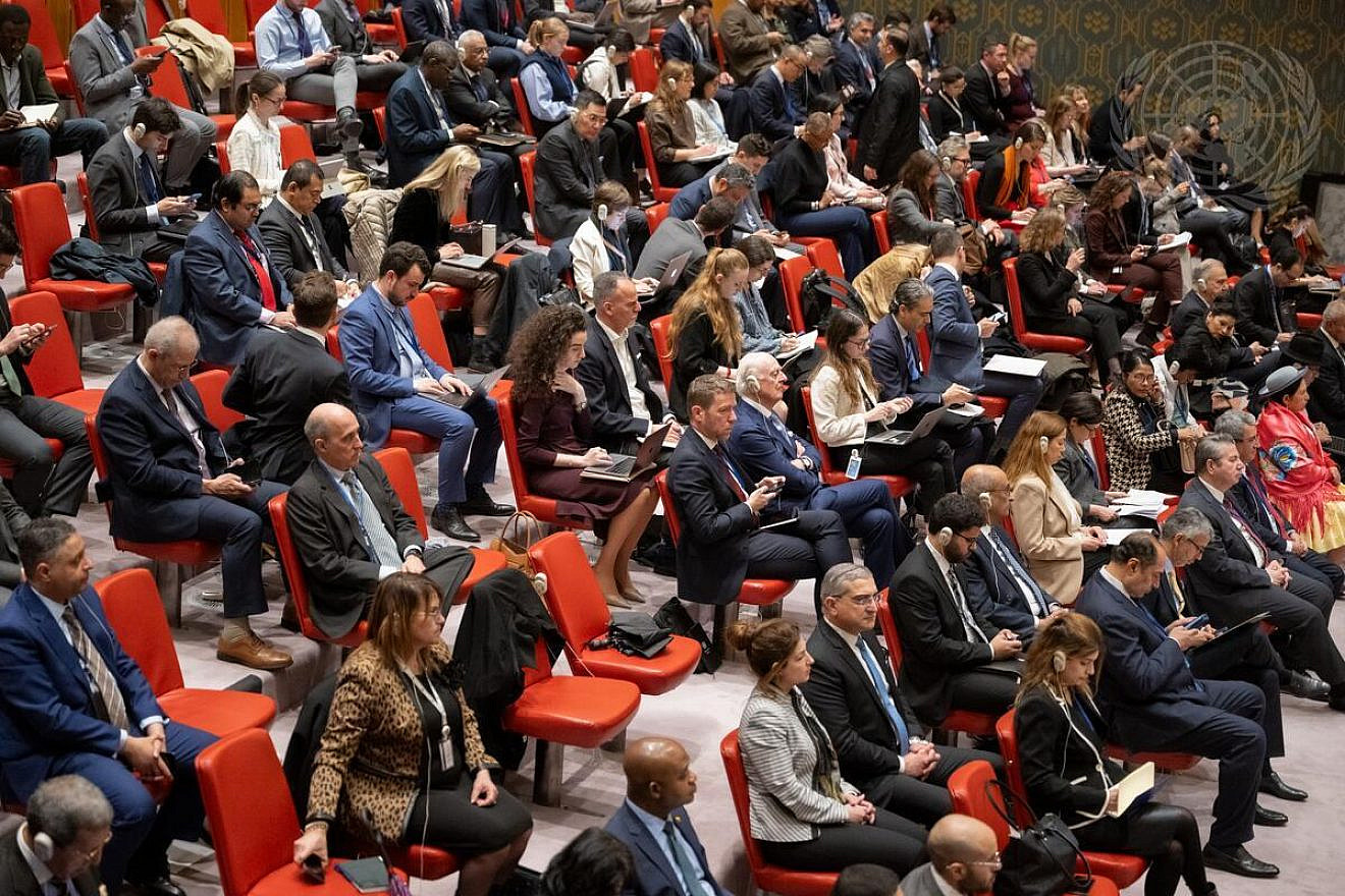 A view of delegates and audience attending the United Nations Security Council meeting on the situation in the Middle East, including the Palestinian question, on April 18, 2024. Credit: Manuel Elías/U.N. Photo.