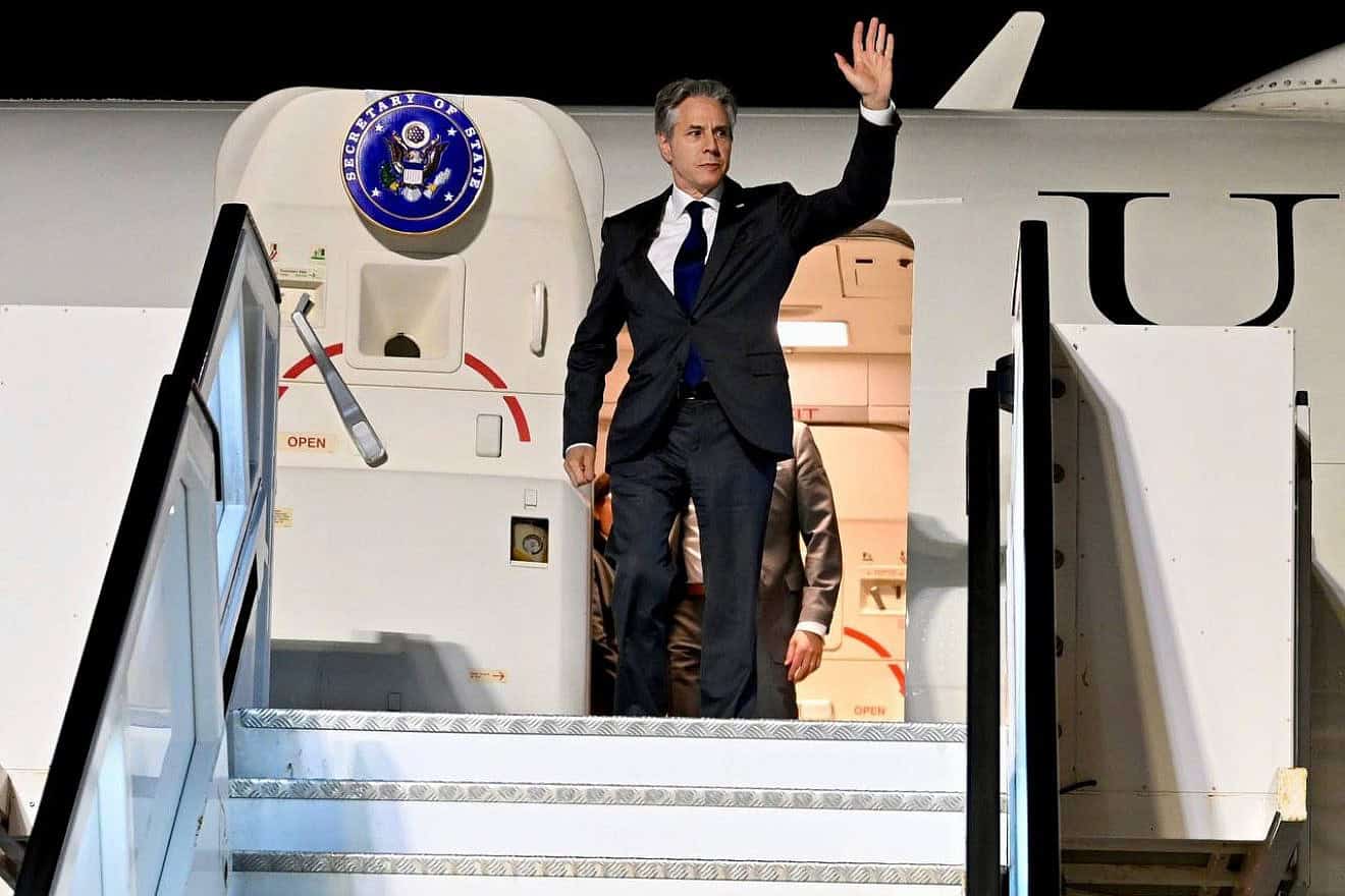 U.S. Secretary of State Antony Blinken disembarks after landing at Israel's Ben Gurion International Airport in Tel Aviv, April 30, 2024. Photo by David Azagury/U.S. Embassy Jerusalem.