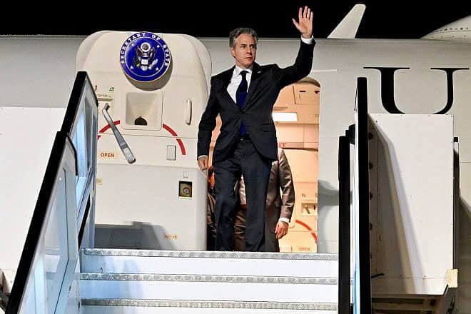 U.S. Secretary of State Antony Blinken disembarks after landing at Israel's Ben Gurion International Airport in Tel Aviv, April 30, 2024. Photo by David Azagury/U.S. Embassy Jerusalem.