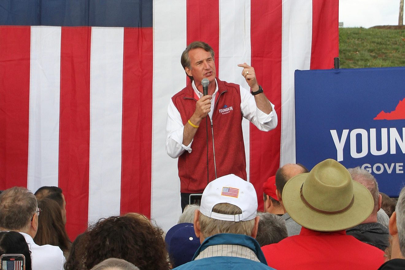 Glenn Youngkin campaigning on Oct. 30, 2021, a few days before he was elected governor of Virginia. Credit: Michael Robb Photography/Shutterstock.