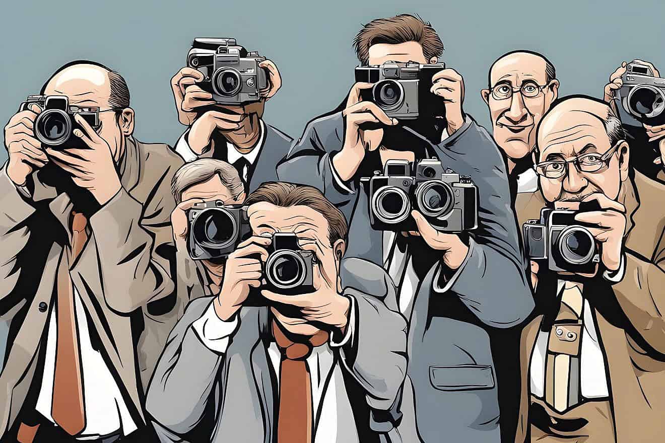 A caricature of a group of photojournalists. Source: DeepAI.