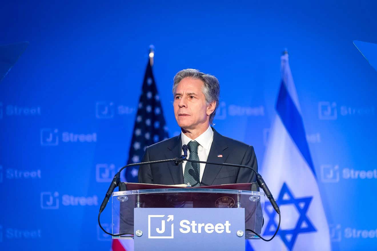 U.S. Secretary of State Antony Blinken addressing the 2022 J Street National Conference in Washington. Source: J Street/Flickr.