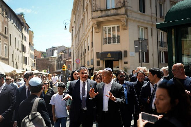New York City Mayor Eric Adams visits the Jewish Quarter, Great Synagogue and Jewish Museum in Rome, Italy, on May 12, 2024. Credit: Michael Appleton/Mayoral Photography Office.