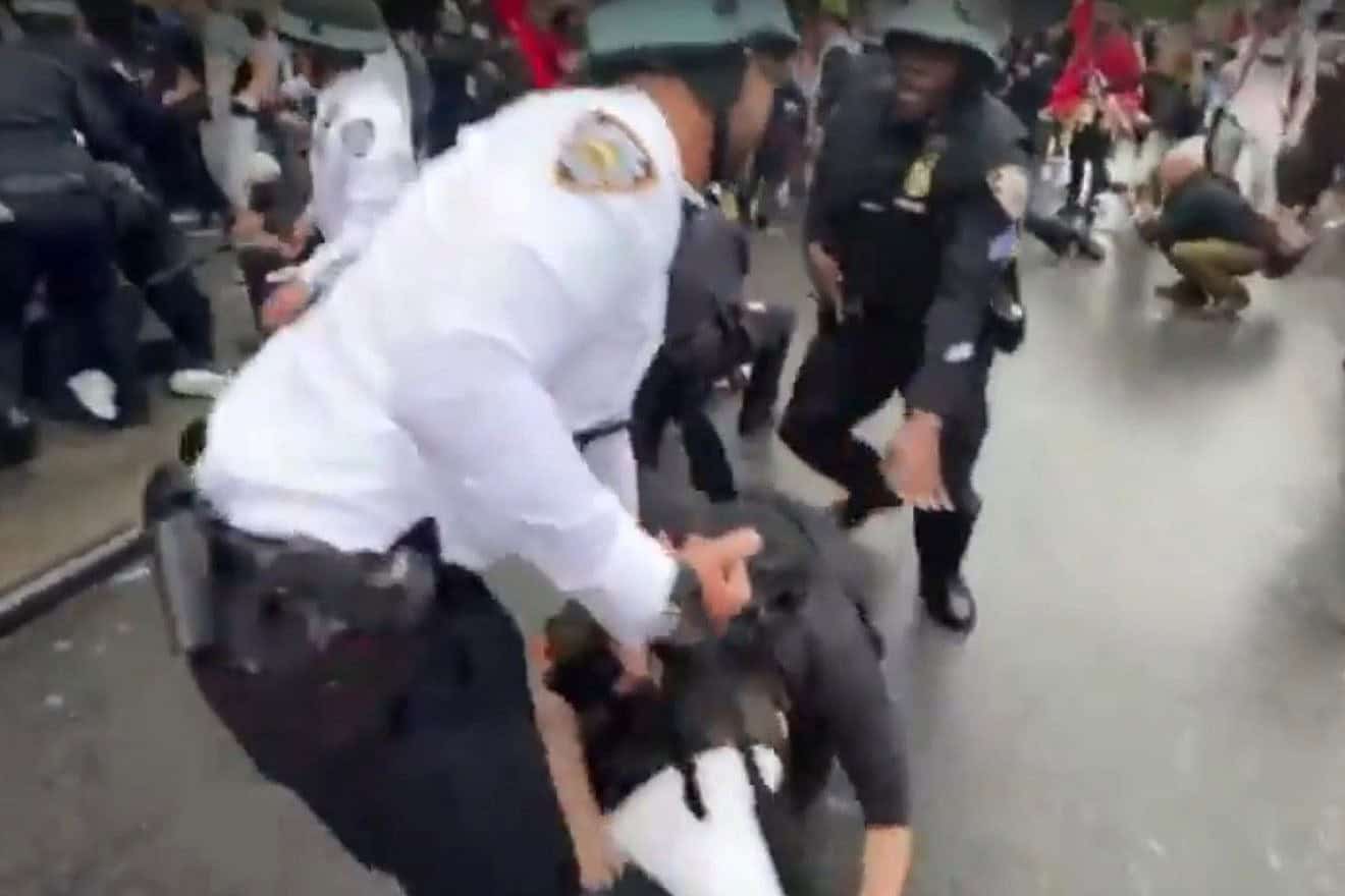 The anti-Israel protest in Bay Ridge, Brooklyn, led to 40 arrests, May 18, 2024. Source: Screenshot.