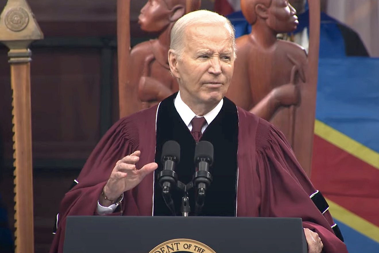 U.S. President Joe Biden speaks at the Morehouse College graduation in Atlanta on May 19, 2024. Source: YouTube/White House.