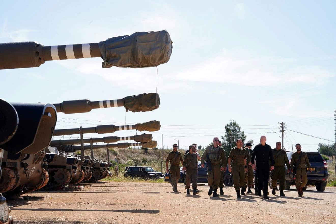 Israeli Defense Minister Yoav Gallant holds a situational assessment at the IDF’s 91st Division along the border with Lebanon, May 8, 2024. Photo by Ariel Hermoni/IMoD.